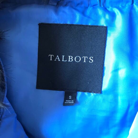 Talbots NWOT Women's Sleeveless Faux Fur Puffer Vest Bright Blue Size S - Picture 4 of 7